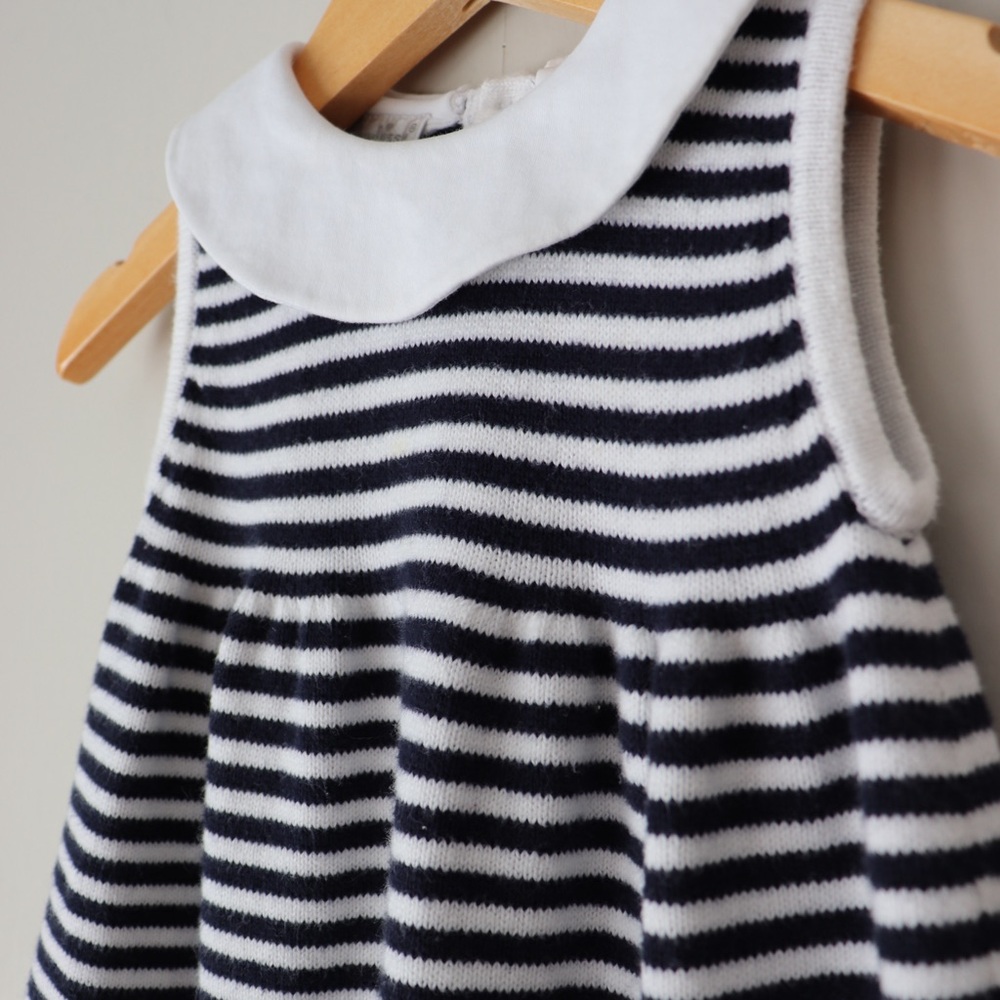 Kissy Kissy Striped Embroidered Nautical Cotton Knit Dress 6/9M - Picture 4 of 9